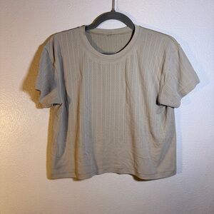 Beige Lululemon Perforated Short Sleeve Top